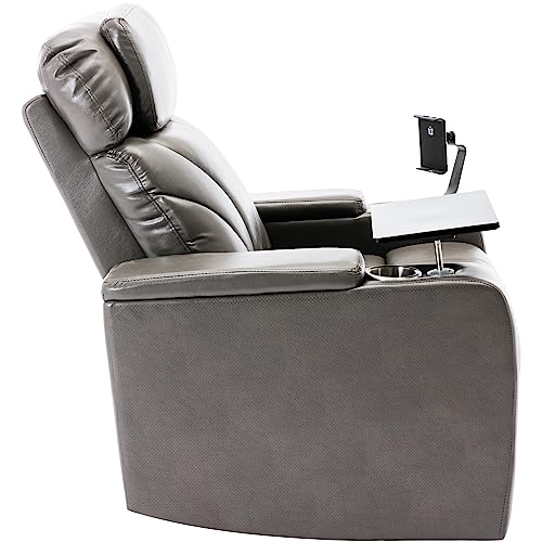 Light Grey PU Leather Electric Single Reclining Chair with USB A8779