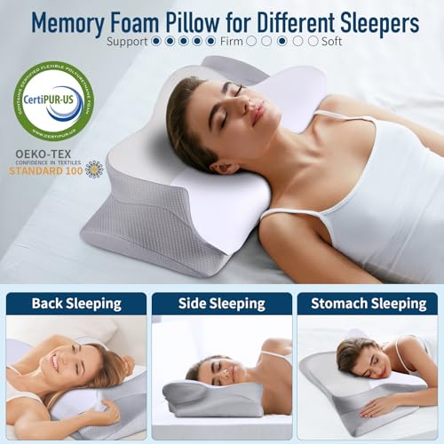 Cooling Contour Memory Foam Cervical Pillow with Pillowcase X3472