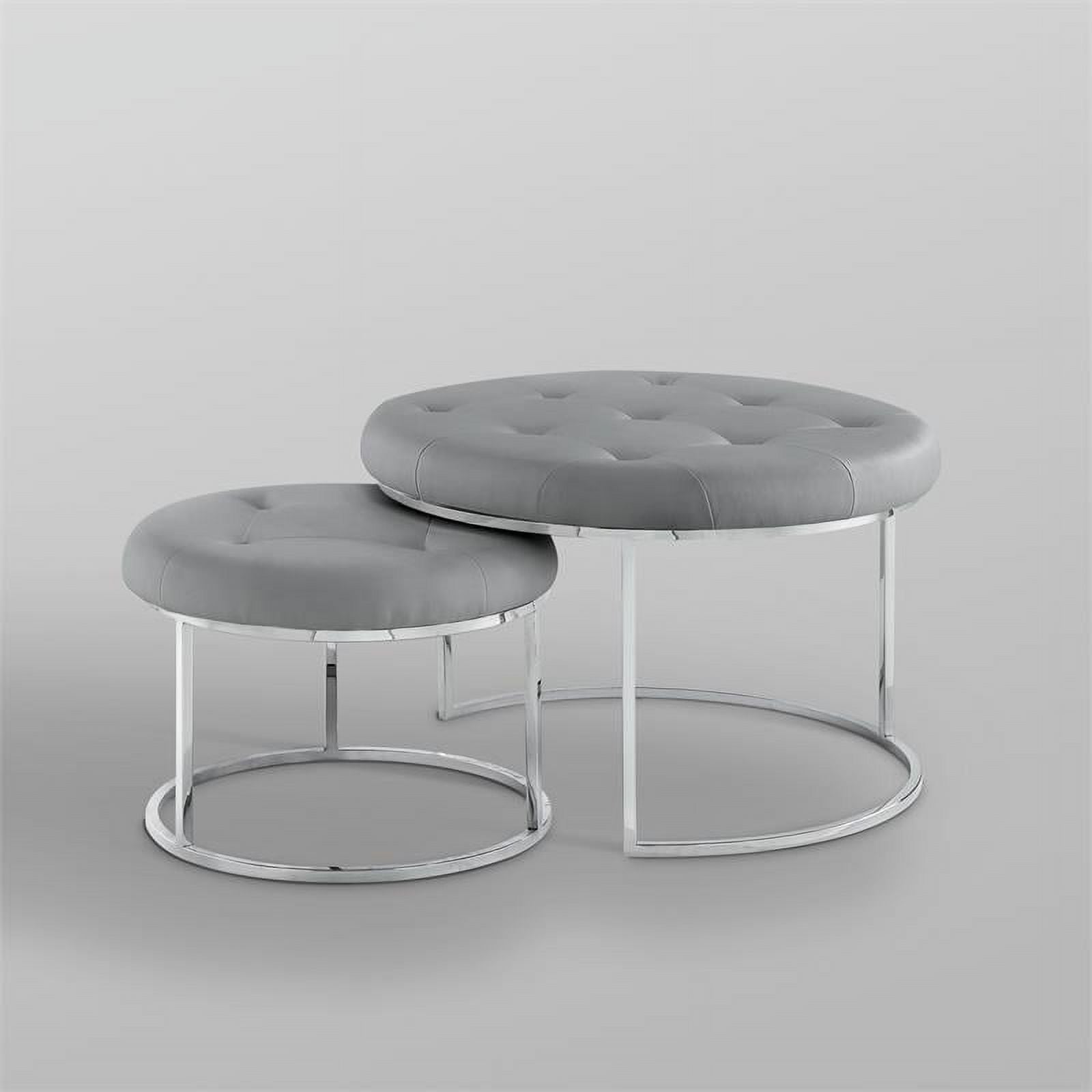 Gray Faux Leather Nesting Ottoman Set of 2 A13898