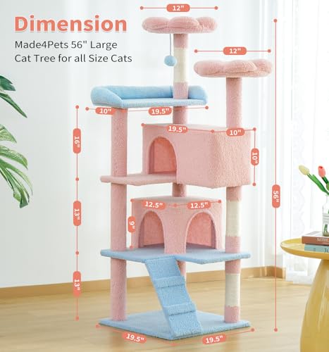 Dark Grey 54in Multi-Level Cat Tree with 2 Condo and Scratching Posts I172