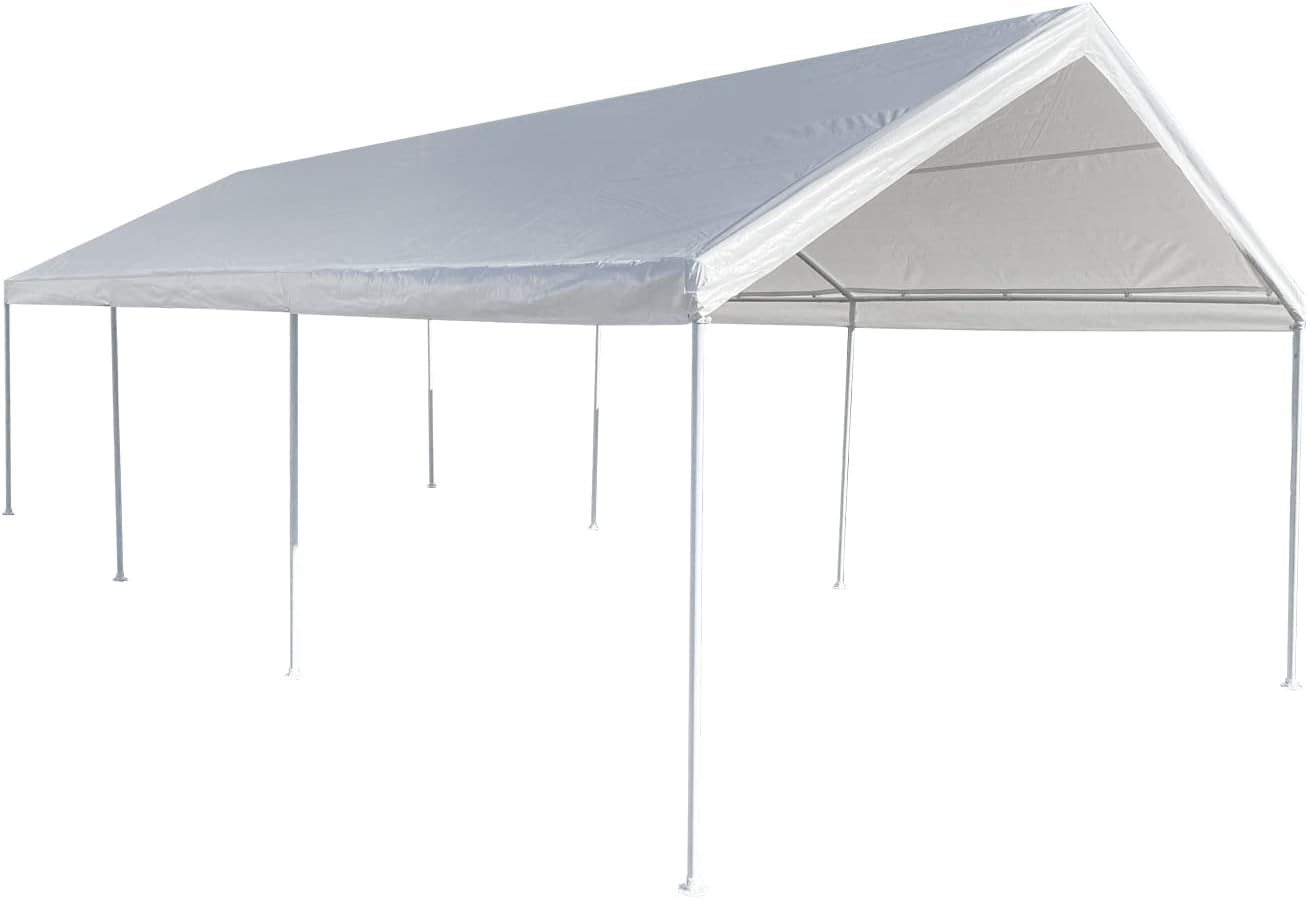 White 12x26 Carport Shelter A3225