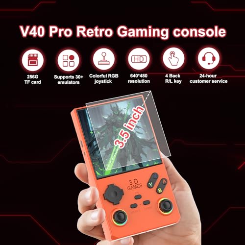 40000 in 1 Handheld Game Console 4.0 inch IPS Screen 4000mAh Portable Pocket Arcade 256G TF Card Transparent Black J740757