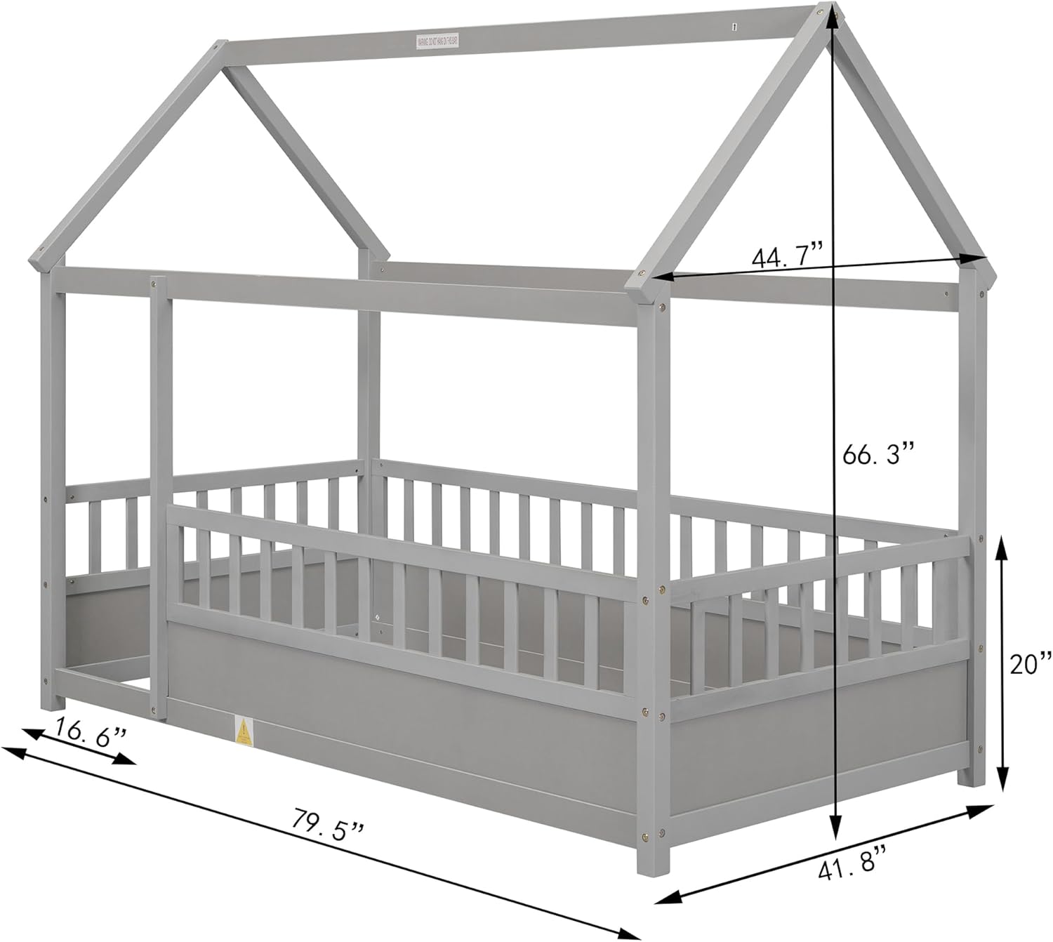 Twin Size House Bed with High Fence M1423