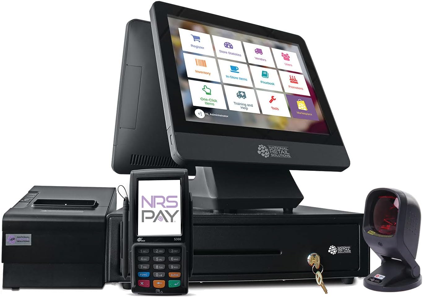 POS System Bundle with Touch Screen Monitor, Barcode Scanner & Thermal Receipt Printer I365342