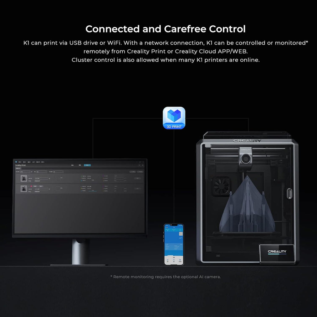3D Printer 600mm/s High Speed with 4.3'' Color Touchscreen Dual-Gear Direct Extruder 220 * 220 * 250mm C758