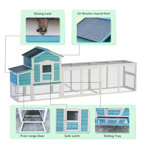 120'' Large Wooden Chicken Coop with Run X929044