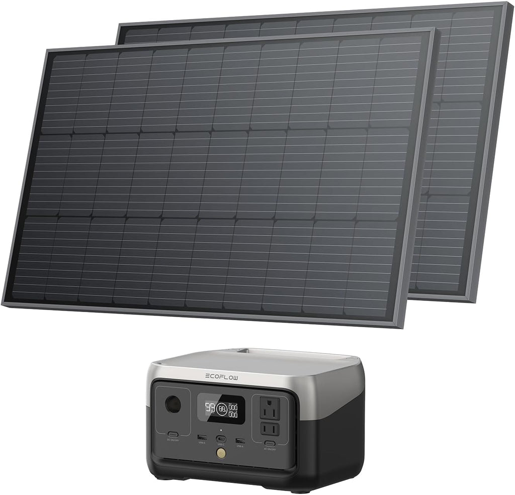 Solar Generator 256Wh with 2x100W Solar Panel LiFePO4 Battery Portable Power Station M37737