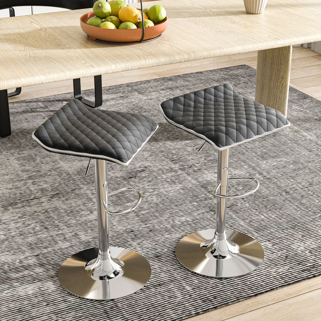 Black 5-Piece Console Table and Stool Set with 4 Adjustable Swivel Chairs Q88340
