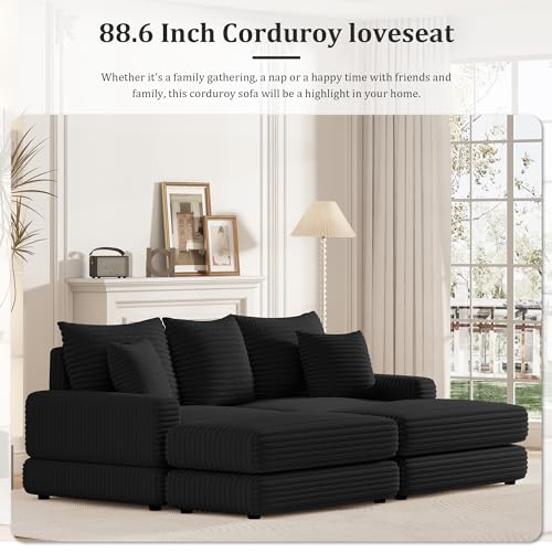 Beige Convertible Sectional Sofa Couch with Ottoman C844