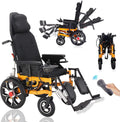 Reclining Foldable Electric Wheelchair with Adjustable Backrest and Pedal, 500W Motor, 20 Mile Range, 12AH Lithium Battery Z73394