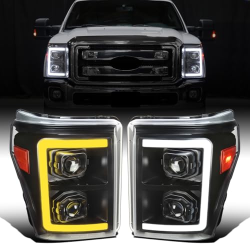 Black Dual Projector Headlights Assembly Pair K691