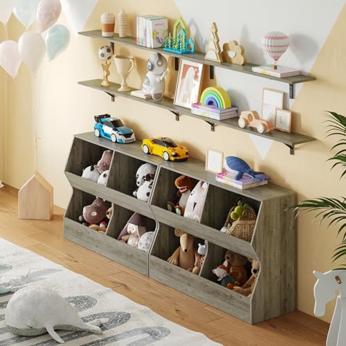 4 Cubby Wooden Toy Storage Bookshelf W730