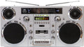 Silver Portable Boombox with CD Player Cassette Player FM Radio USB Bluetooth Speaker E718