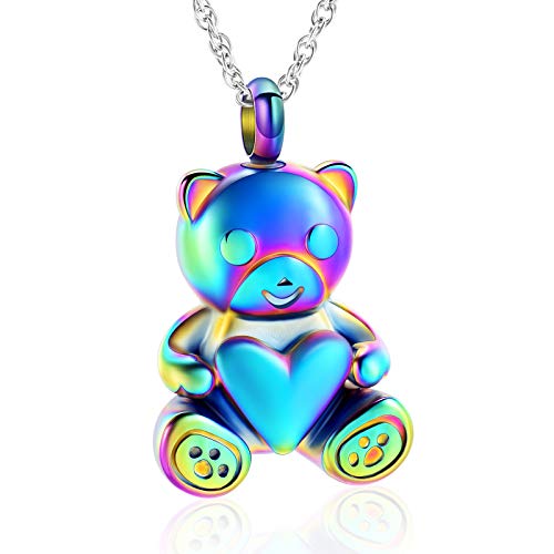 Teddy Bear Cremation Urn Necklace Ashes Jewelry Heart Memorial Urn Keepsake Locket Pendant Ash Holder Z8483