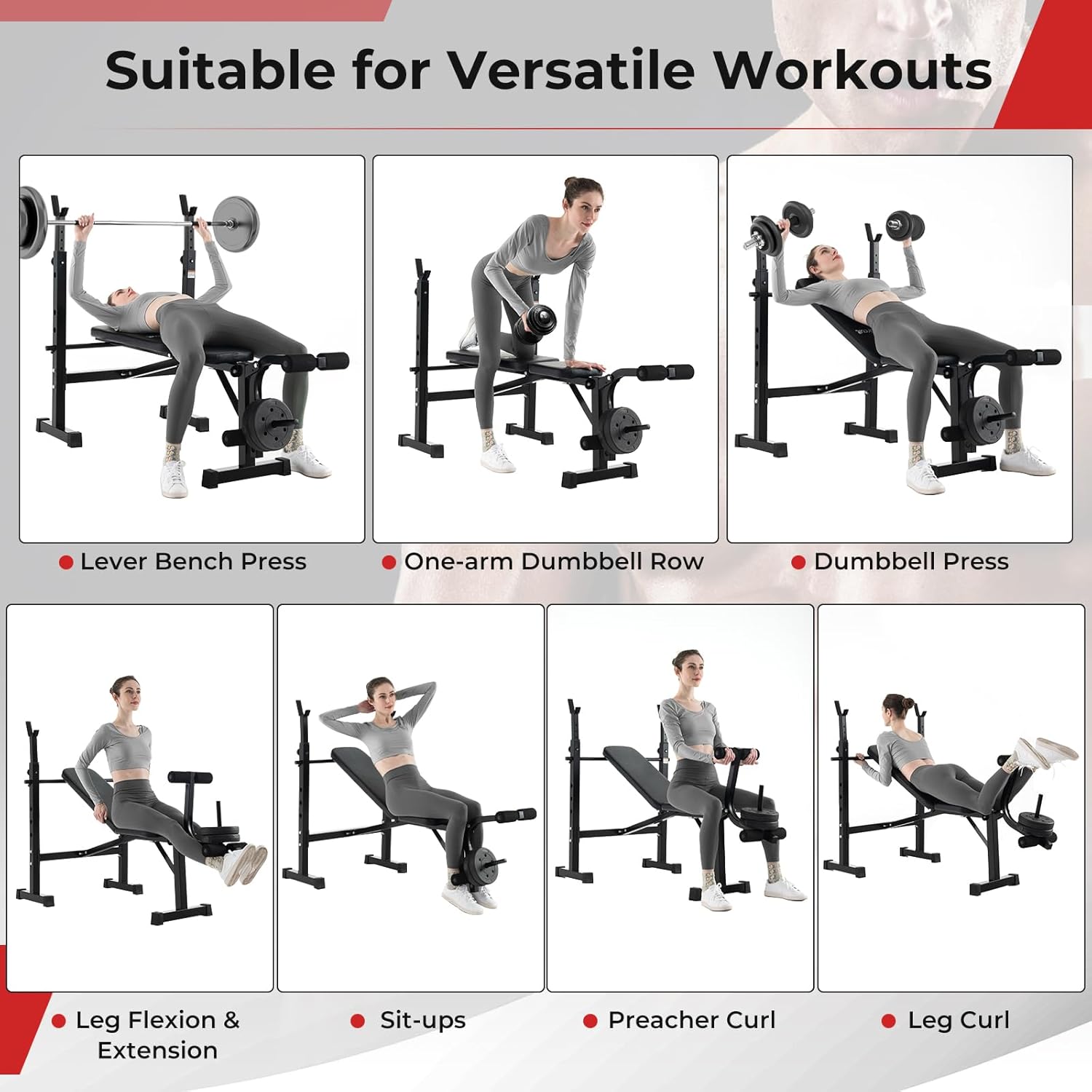 Adjustable Weight Bench with Squat Racks Y2453