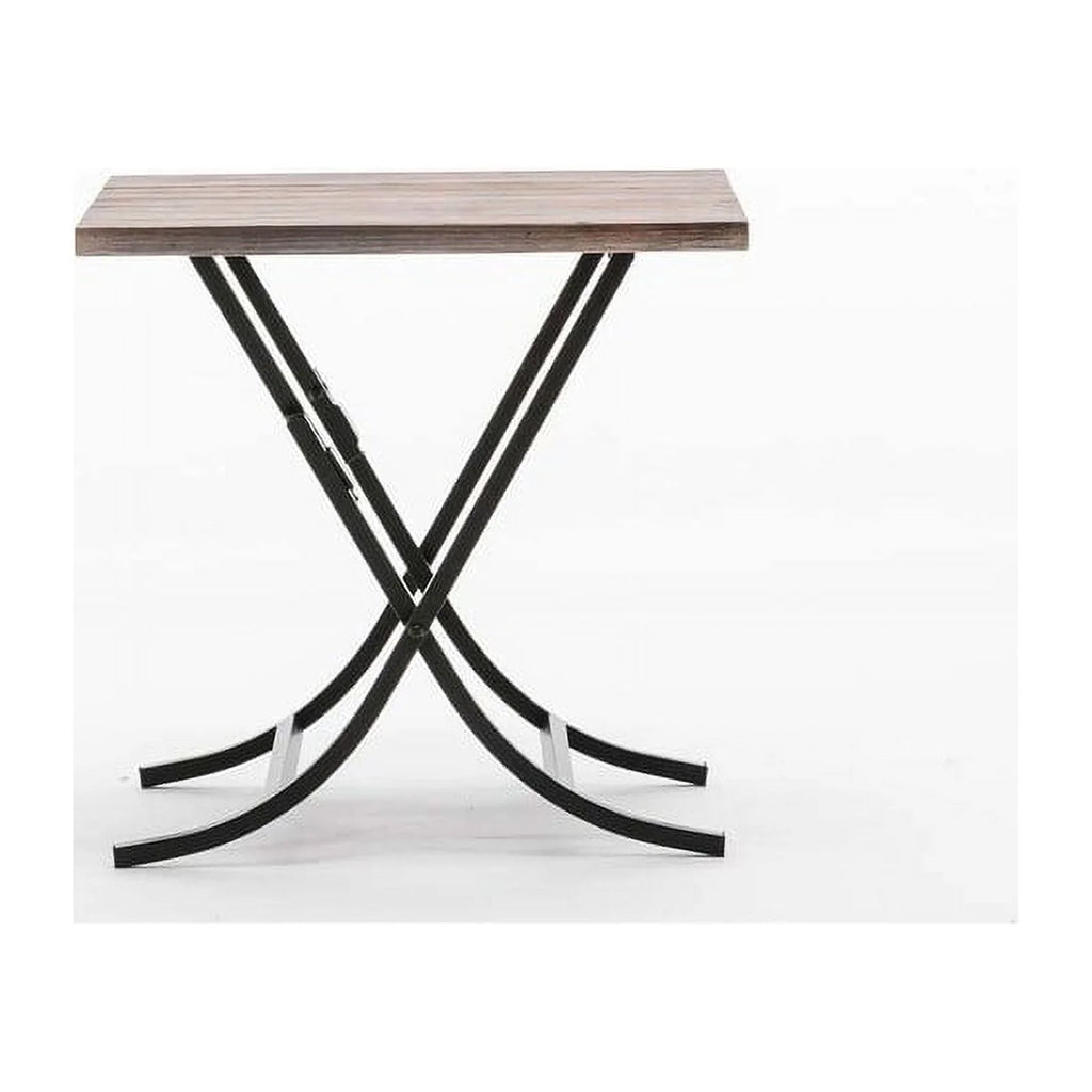Folding Industrial Wood and Metal End Table J941
