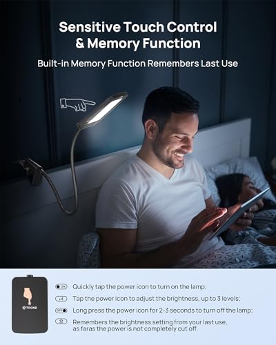 LED Desk Lamp with Clamp, 3-Level Dimmable, Flexible Gooseneck Q774