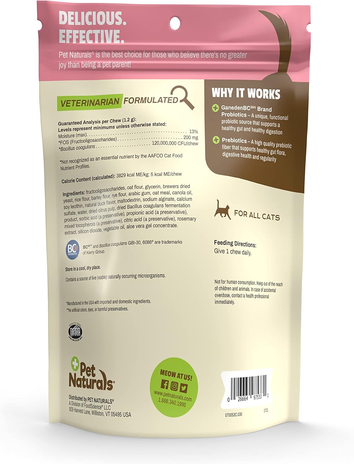 30 Chews Probiotic Supplement for Cats D5114