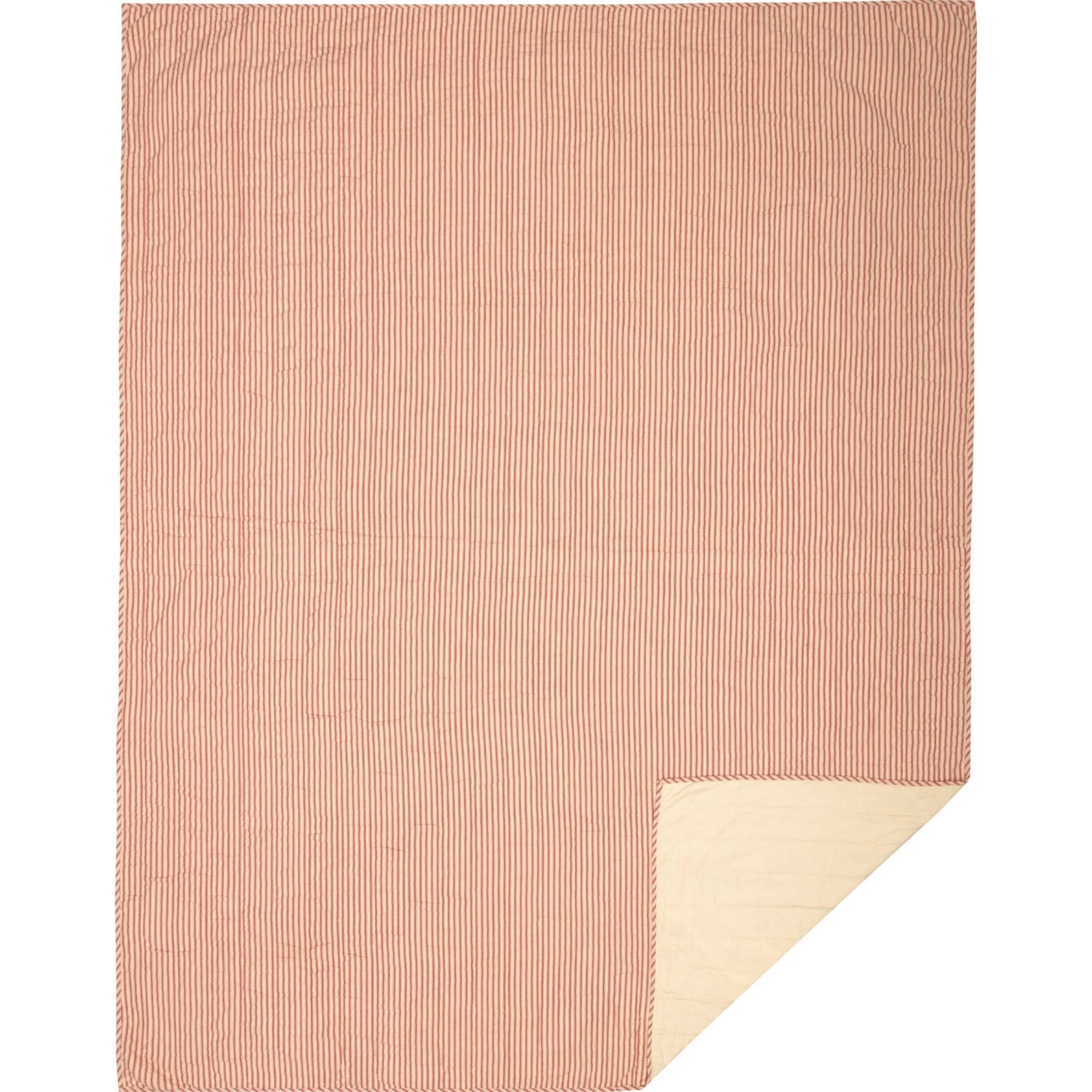 Blue Ticking Stripe Queen Quilt Coverlet U8418