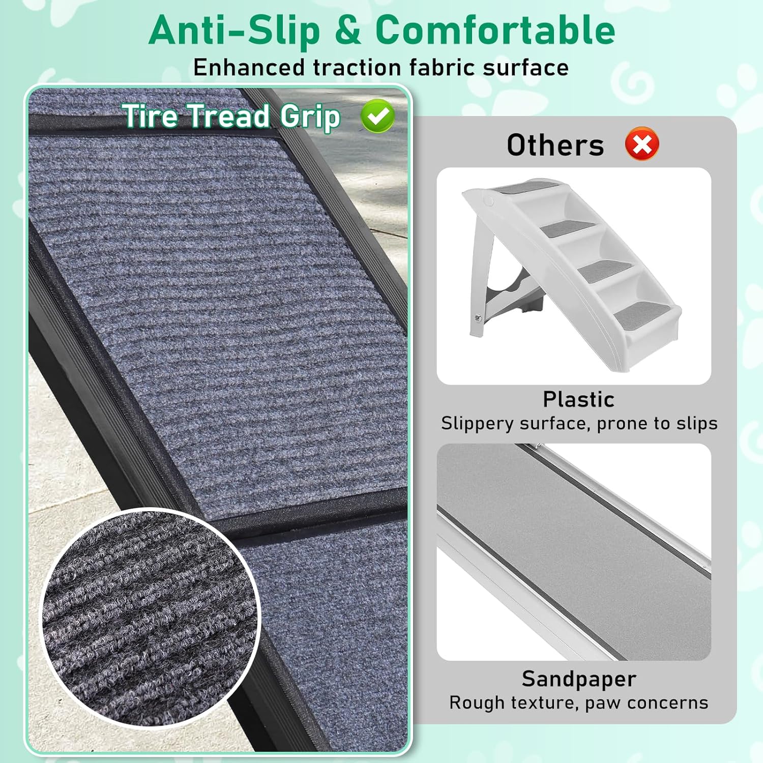 19.7" Wide 67" Long Folding Large Dog Ramp with Non-Slip Surface G630260