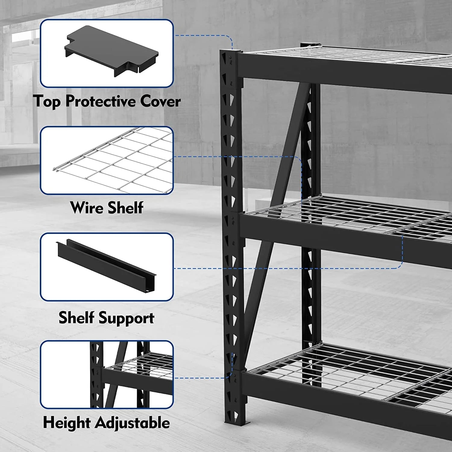 3-Tier Heavy Duty Metal Garage Shelving Unit, 50”W x 47”H x 18”D, 5400 LBS Load Capacity G151