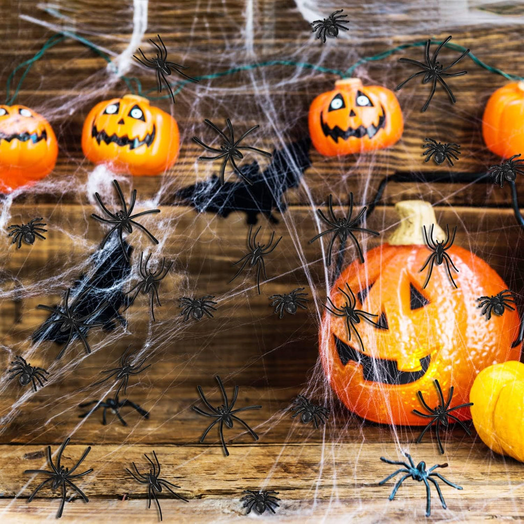 120 Pieces Black Plastic Spiders 3 Sizes B397