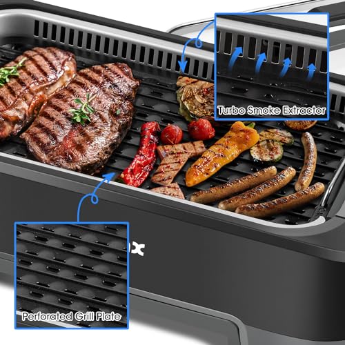 1500W Smokeless Indoor Grill with Lid, Non-stick Removable Grill Plate S45229