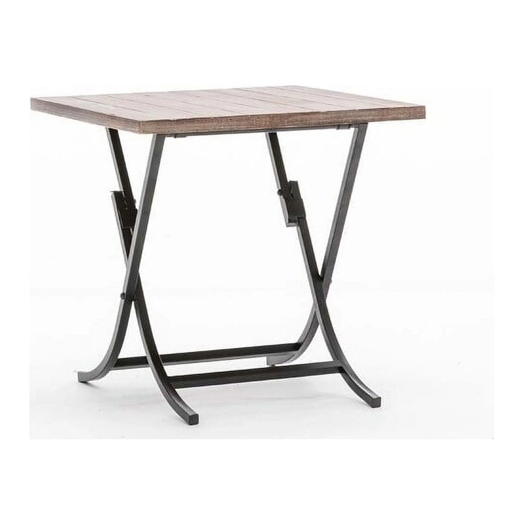 Folding Industrial Wood and Metal End Table J941