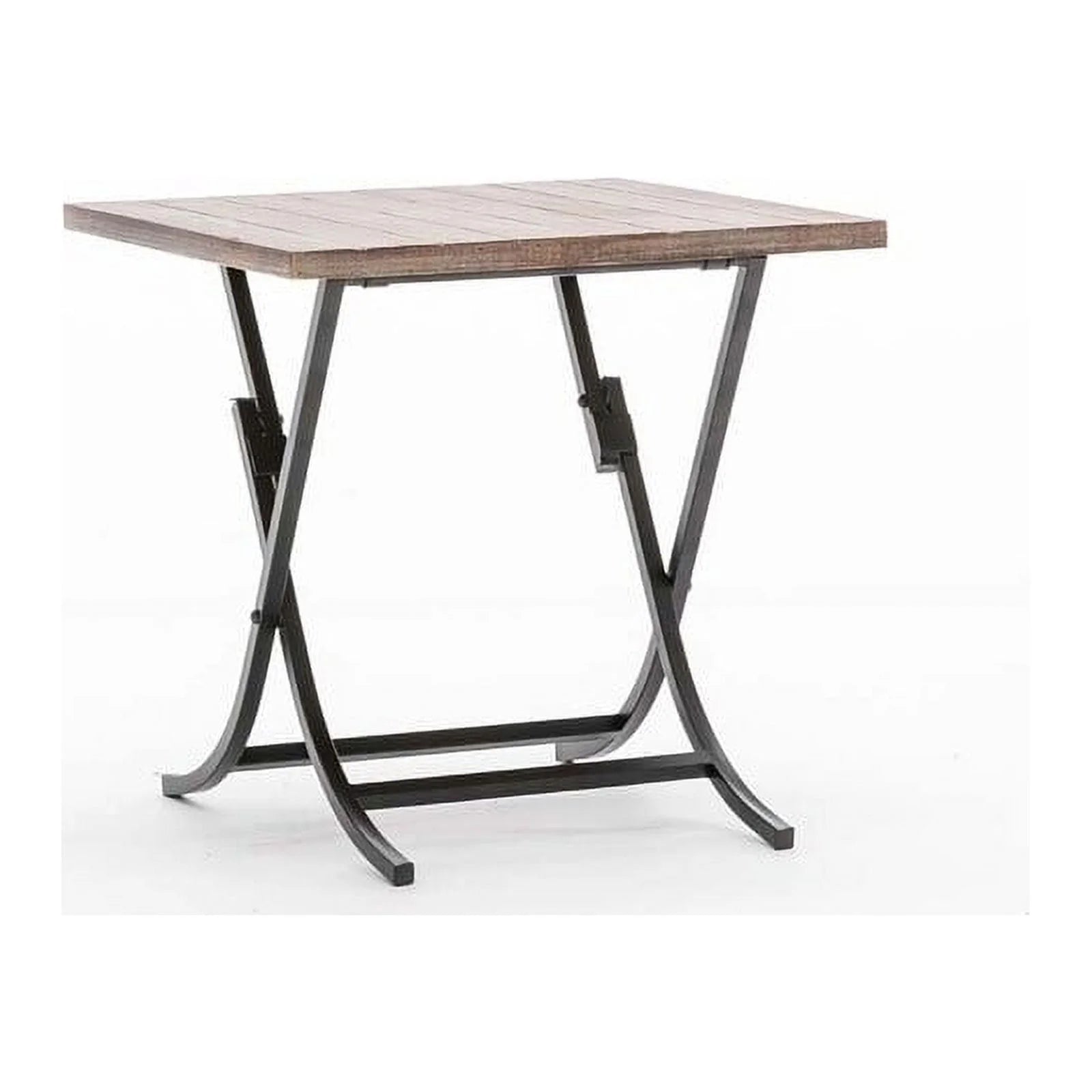 Folding Industrial Wood and Metal End Table J941