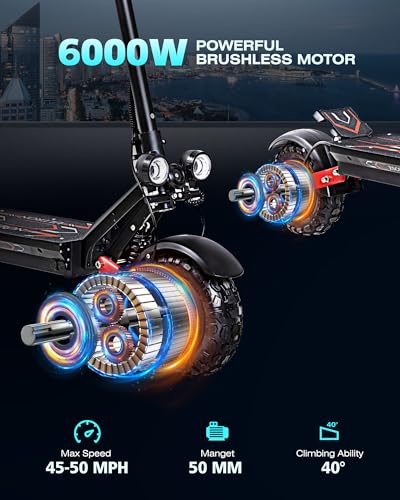 60V 6000W Dual Motor 11'' Tubeless Off-Road Foldable Electric Scooter B17430