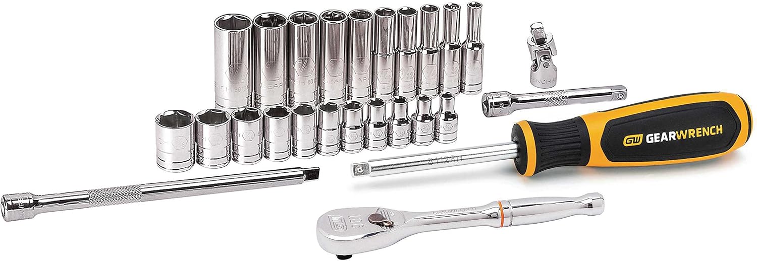51 Pc 1/4" Drive Standard & Deep SAE/Metric Mechanics Tool Set U64196