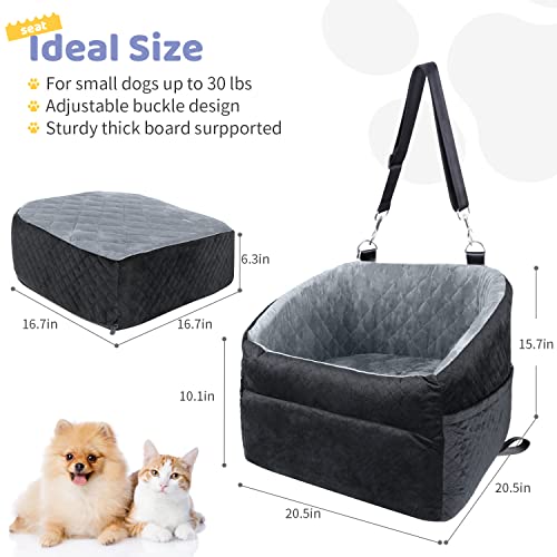 Grey Dog Booster Seat with Safety Leash and Storage Pockets S8564