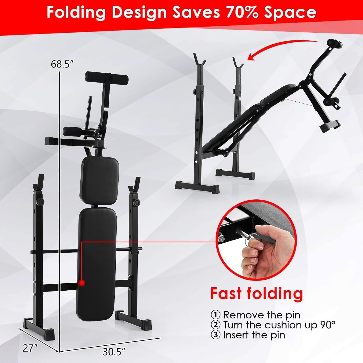 Adjustable Weight Bench with Squat Racks Y2453
