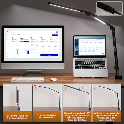 Black 18W LED Desk Lamp with Clamp Q6881