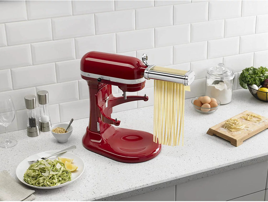 White Pasta Press Attachment with 6 Interchangeable Pasta Plates Y994