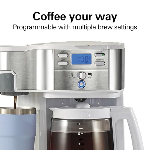 12 Cup Programmable Drip Coffee Maker & Single Serve Machine, Glass Carafe, White C564
