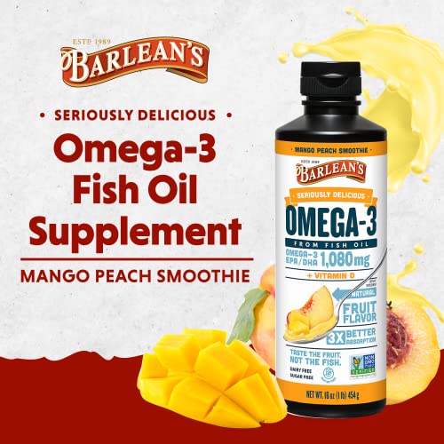 Mango Peach Omega 3 Fish Oil Liquid Supplement, 16 oz X33078