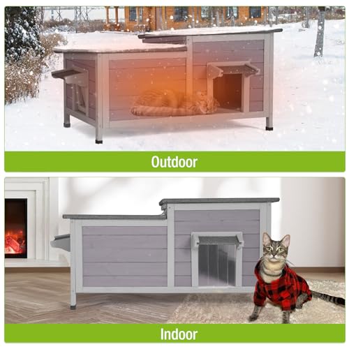 Large Weatherproof Insulated Outdoor Cat House with Liner V206