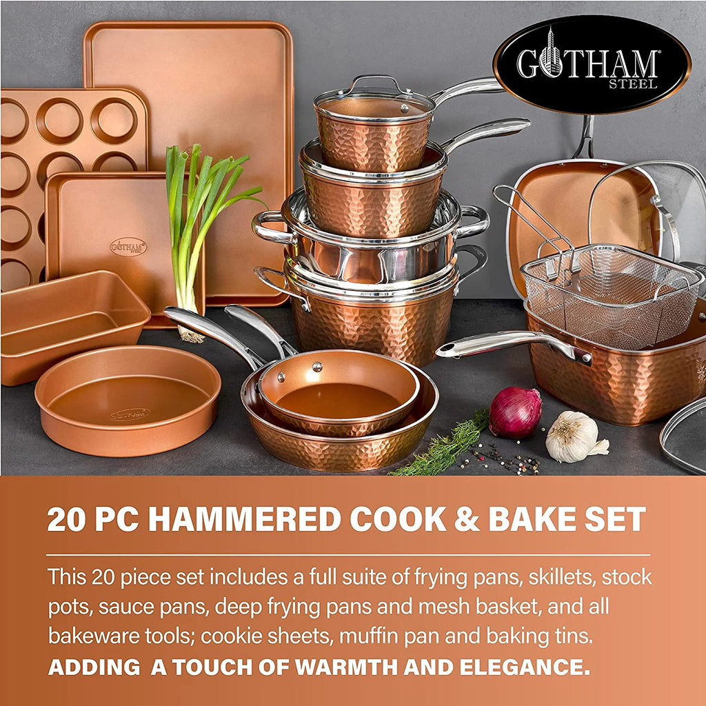 20 Piece Nonstick Copper Cookware and Bakeware Set N963