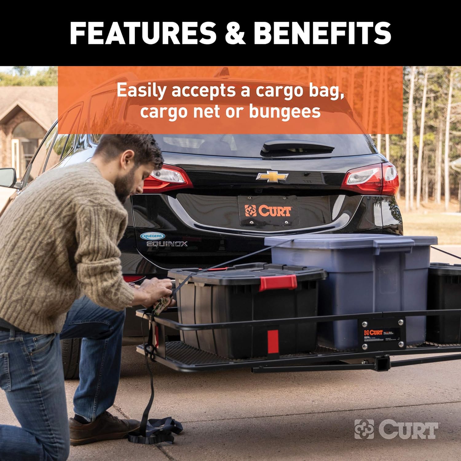 60 x 24-Inch Black Steel Basket Hitch Cargo Carrier S338665