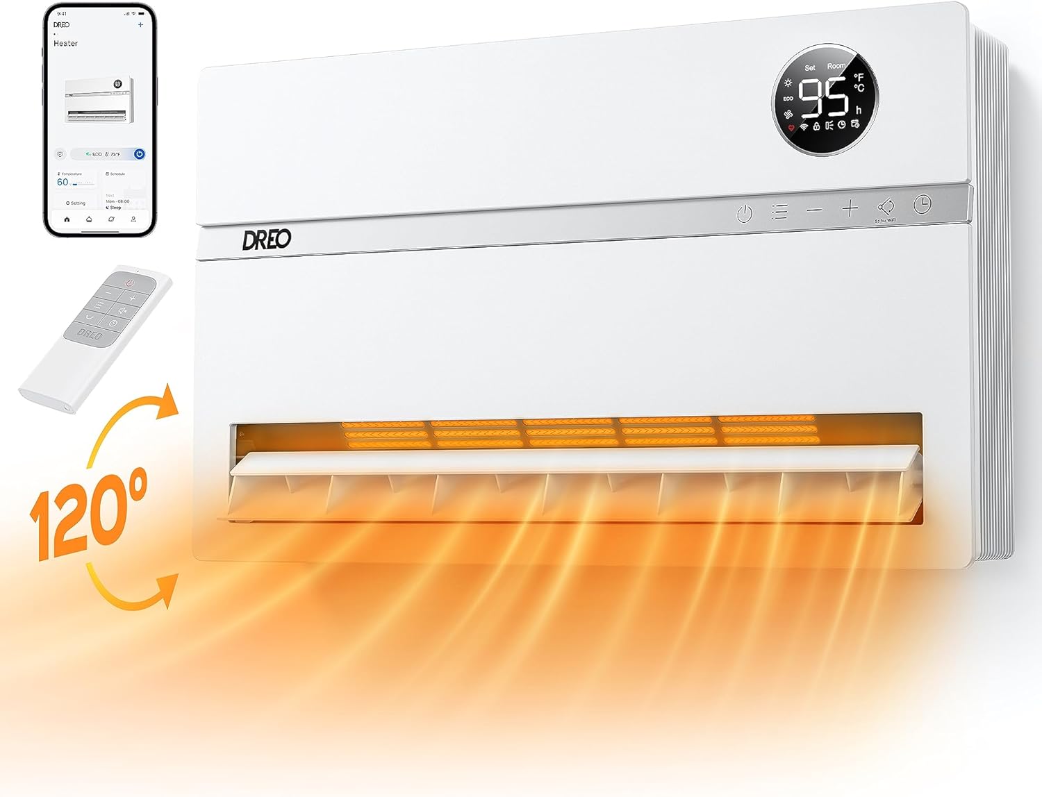 1500W Oil Filled Radiator Heater and 120° Oscillating Wall Mount Electric Space Heater Bundle U59683