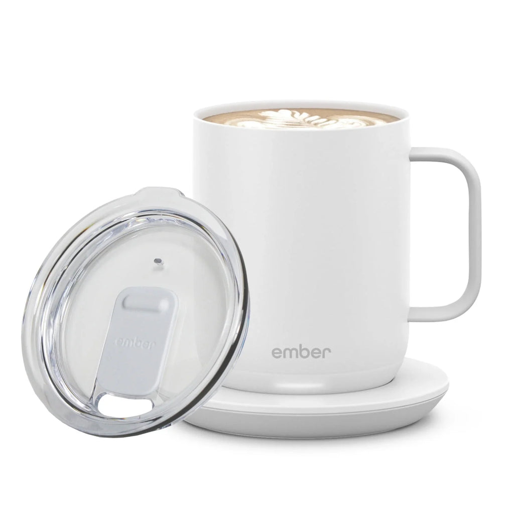 14 oz Grey Heated Coffee Mug with Splash-Proof Sliding Lid O4252