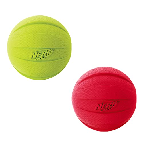 Red 4 Inch Diameter Rubber Dog Ball with Squeaker Y18791
