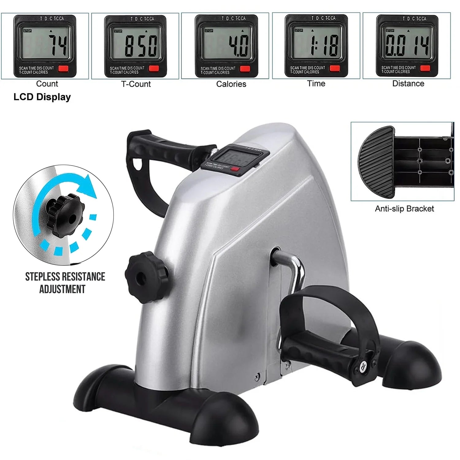 Under Desk Bike Pedal Exerciser Mini Exercise Bike with LCD Display C659602