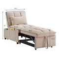 Taupe Velvet Convertible Chair Bed with Adjustable Backrest J1902