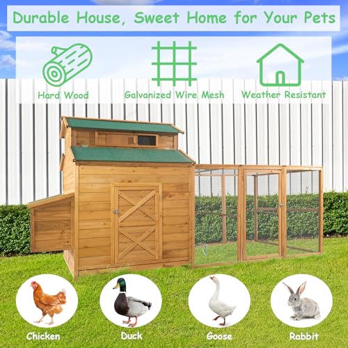 112" Large Wooden Chicken Coop with Chicken Run & Nesting Box S2990