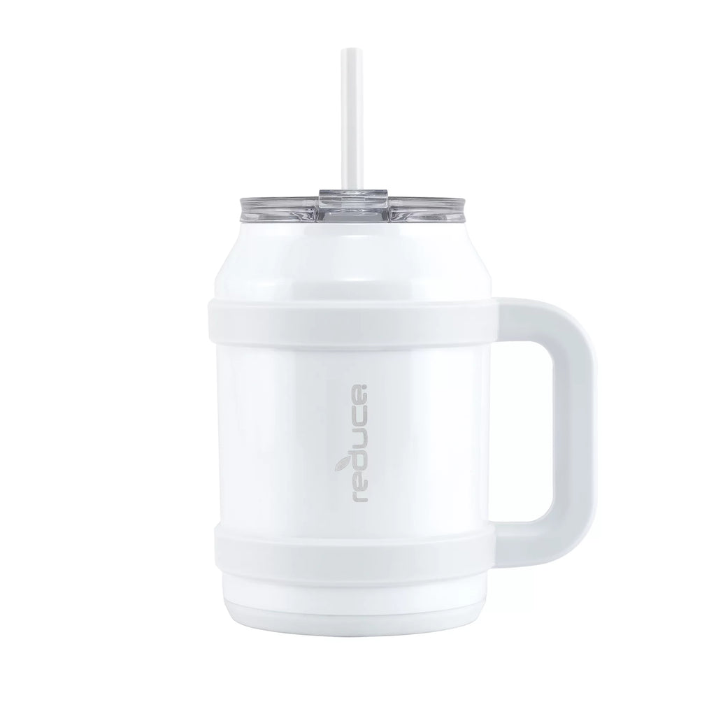 White 50 fl oz Vacuum Insulated Stainless Steel Mug with Lid and Straw I67009