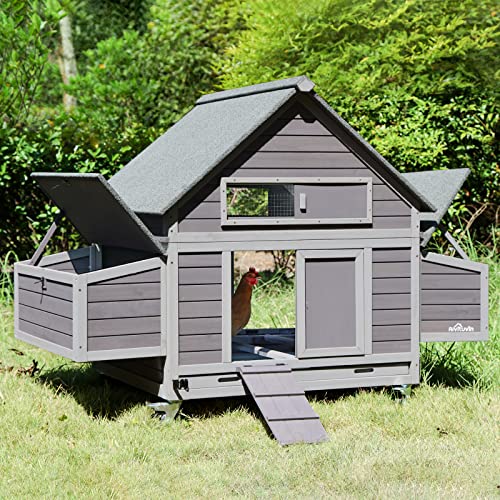 Portable Chicken Coop with Wheels and Nesting Box N814