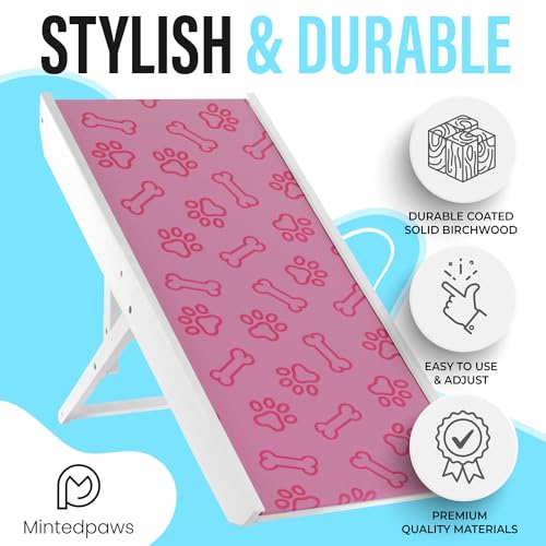 43" Long Adjustable Grey Anti-Slip Rubber Dog Ramp V5665