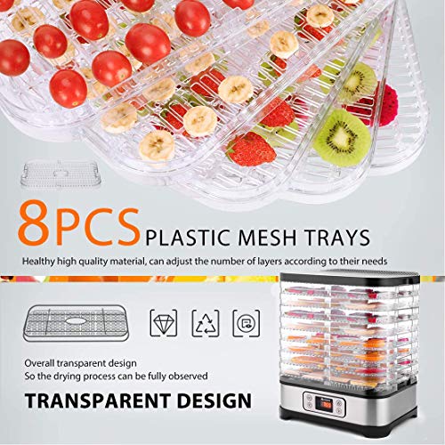 Food Dehydrator Machine with 8 Trays, 400W Digital Timer and Temperature Control, BPA Free J897